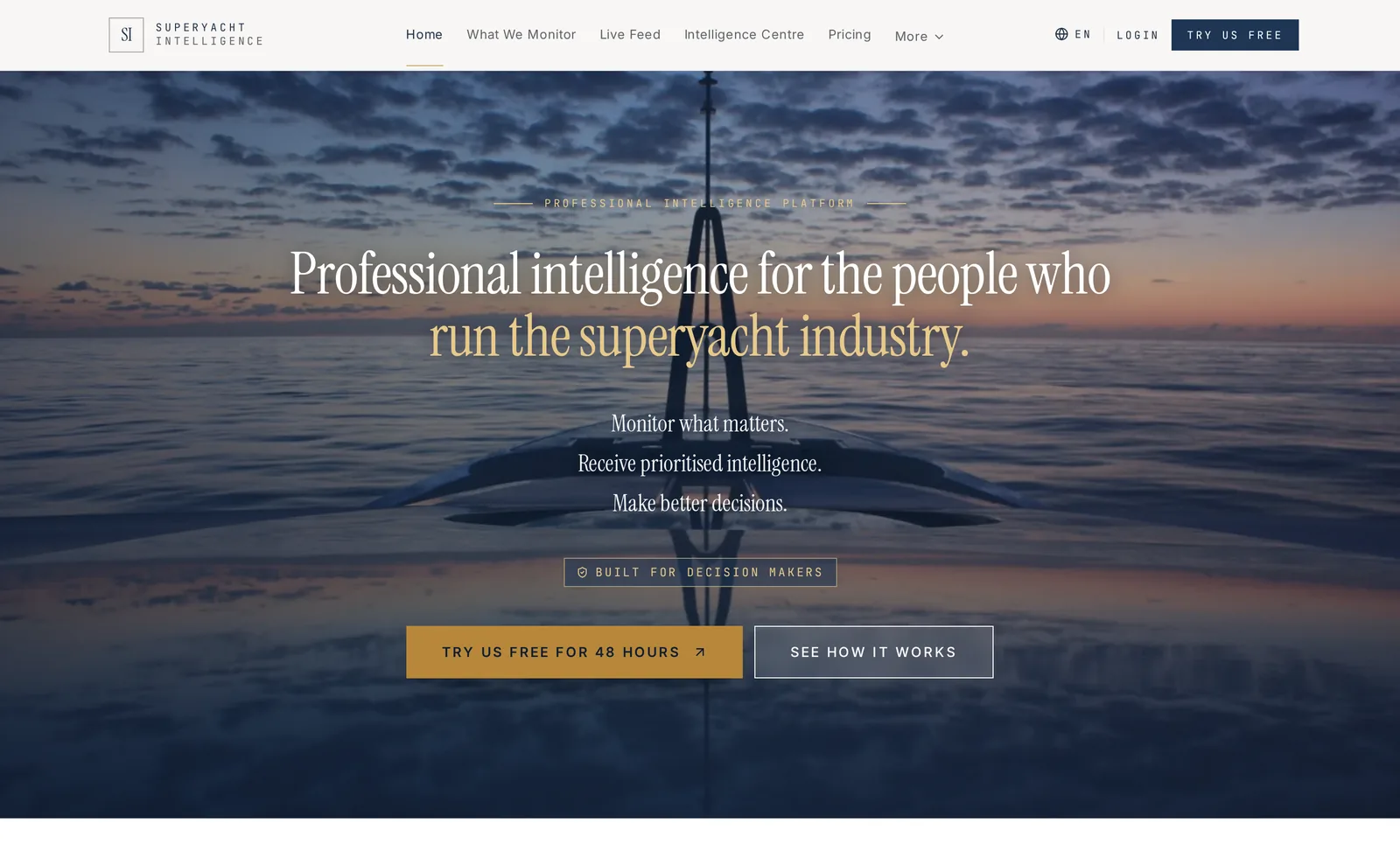 منصة Superyacht Intelligence كما تظهر على موقعها الإلكتروني الفعلي